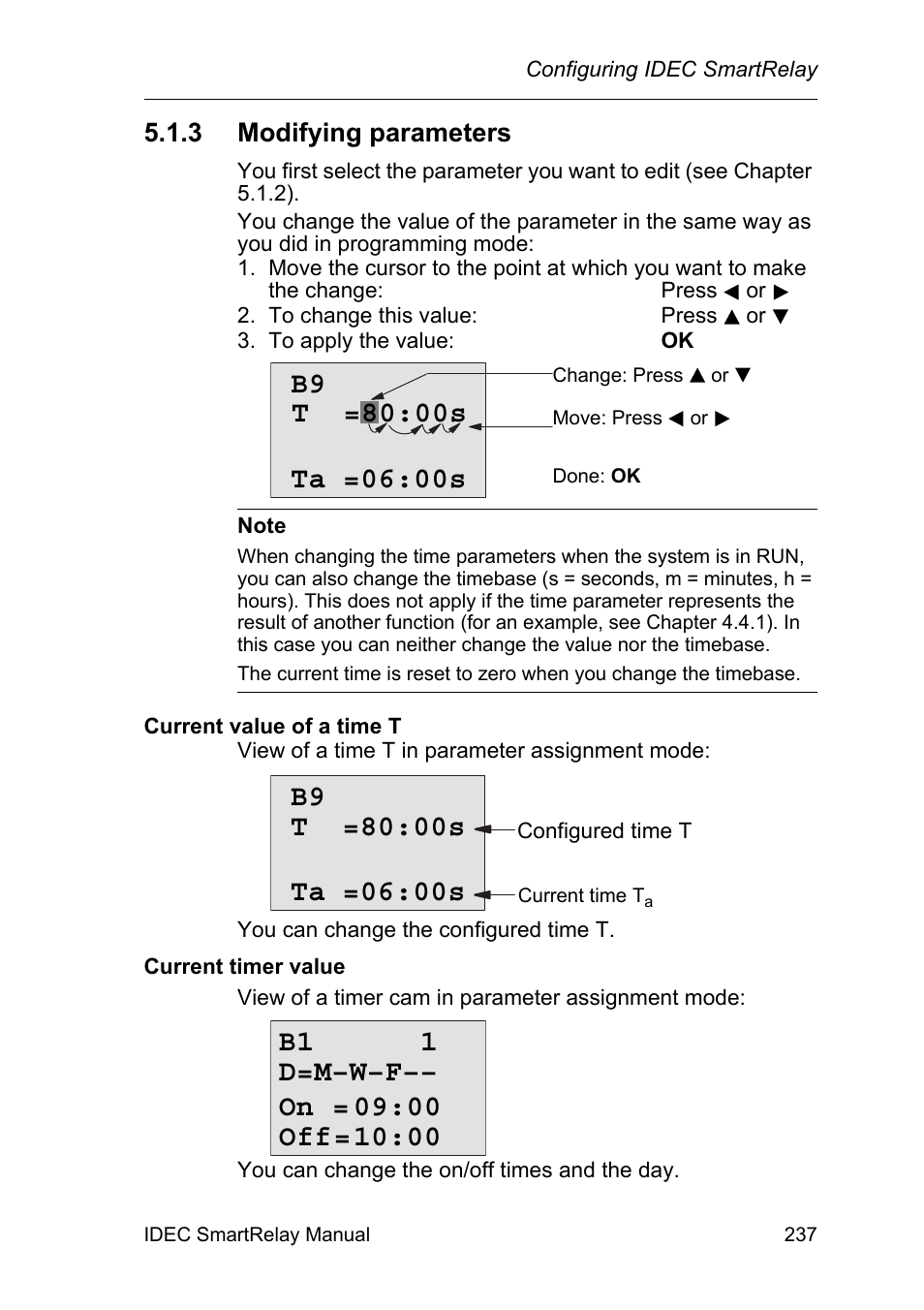 3 modifying parameters, Modifying parameters | IDEC FL1E SmartRelay User Manual | Page 251 / 356