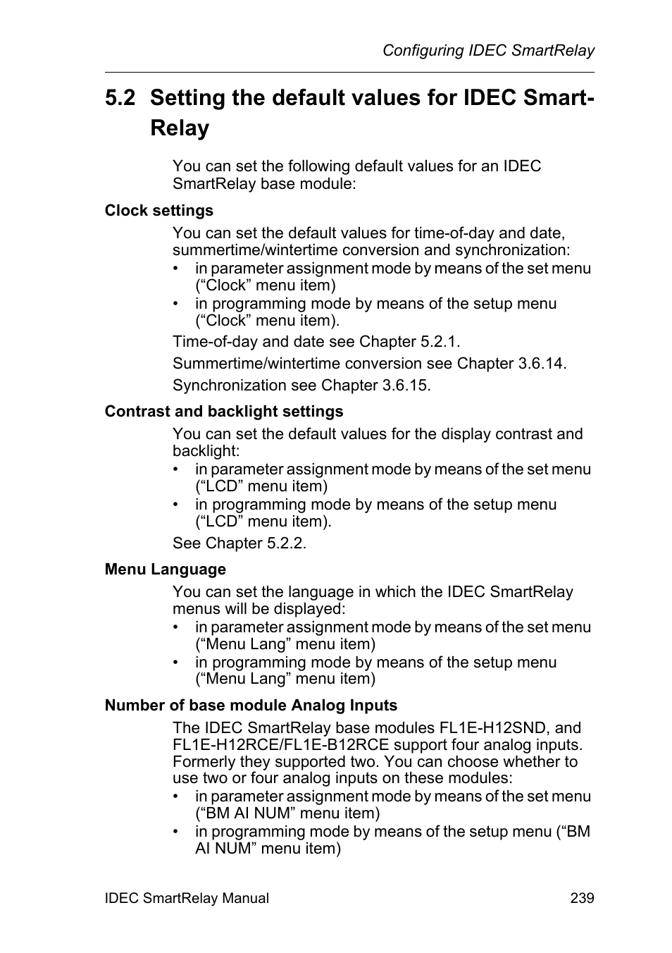 2 setting the default values for idec smartrelay, Setting the default values for idec smartrelay, R to chapter 5.2 | 2 setting the default values for idec smart- relay | IDEC FL1E SmartRelay User Manual | Page 253 / 356