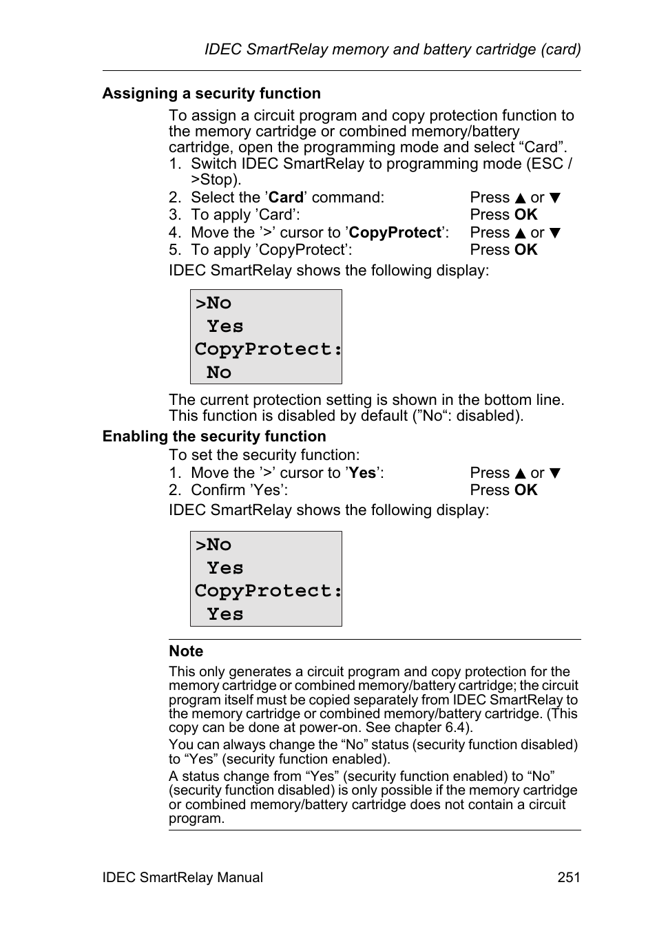 No yes copyprotect: no, No yes copyprotect: yes | IDEC FL1E SmartRelay User Manual | Page 265 / 356