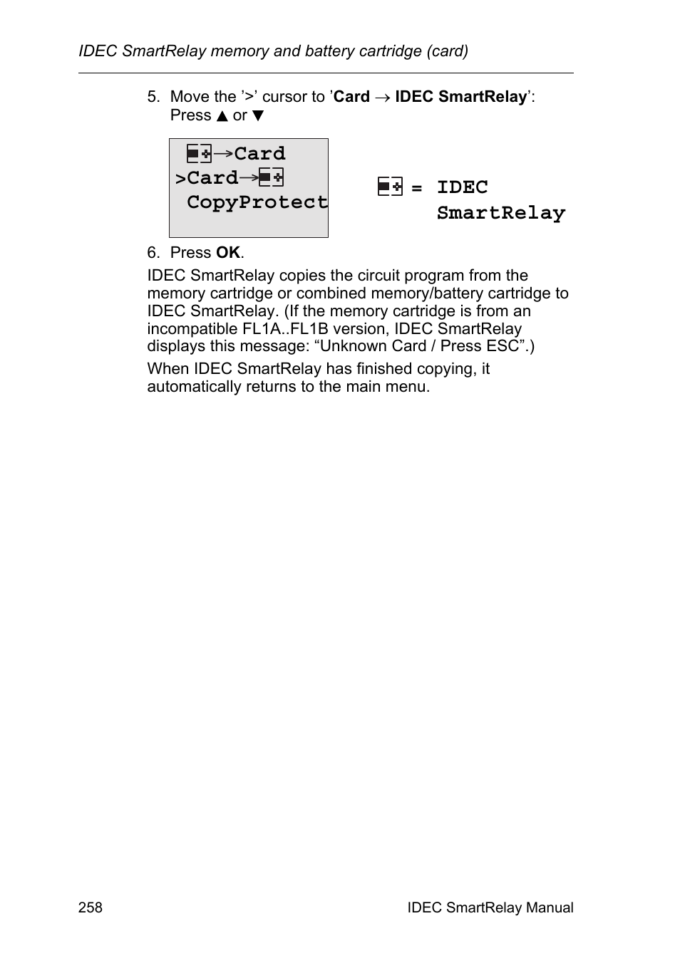 Idec smartrelay card >card copyprotect | IDEC FL1E SmartRelay User Manual | Page 272 / 356