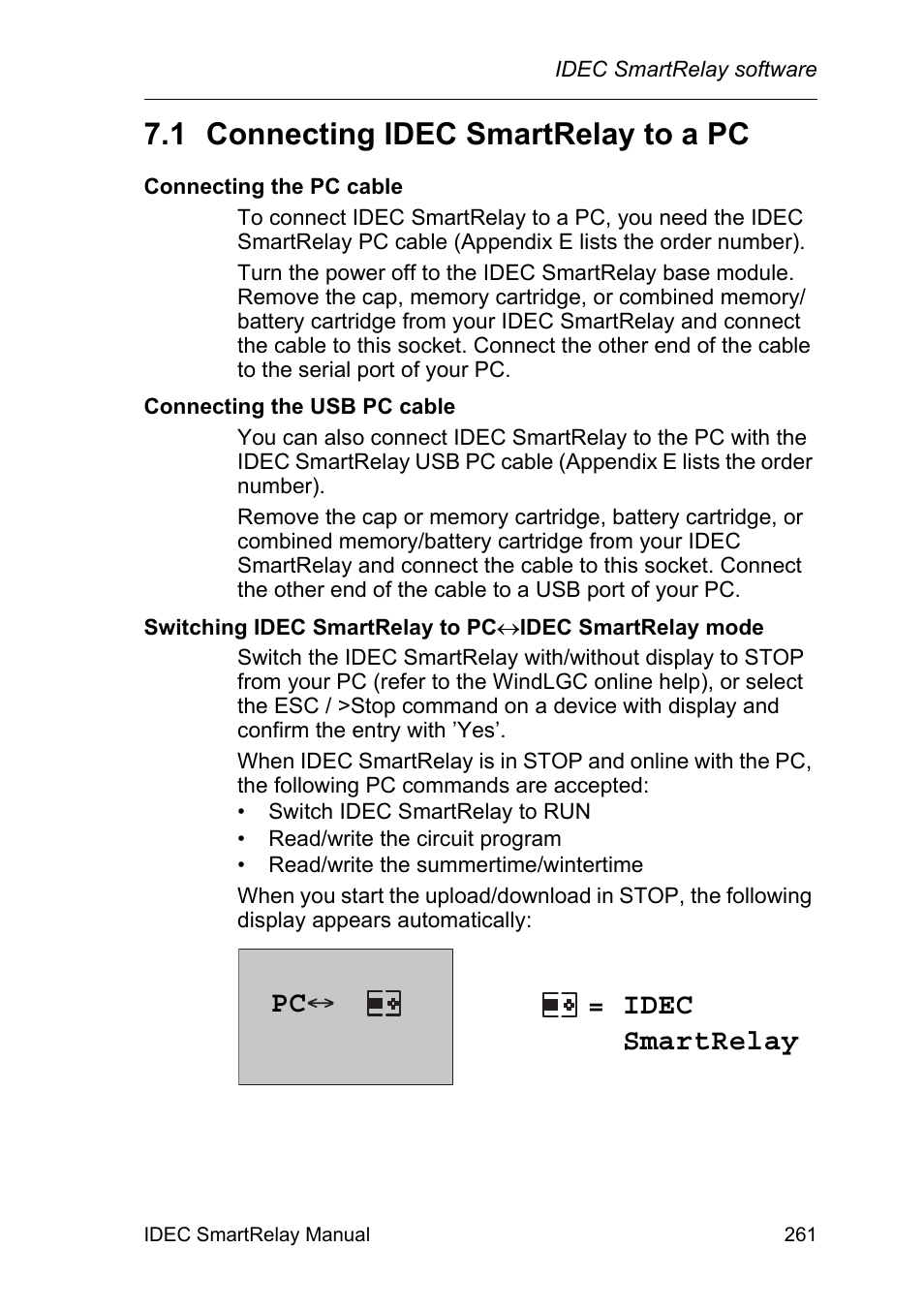 1 connecting idec smartrelay to a pc, Connecting idec smartrelay to a pc, Pc = idec smartrelay | IDEC FL1E SmartRelay User Manual | Page 275 / 356