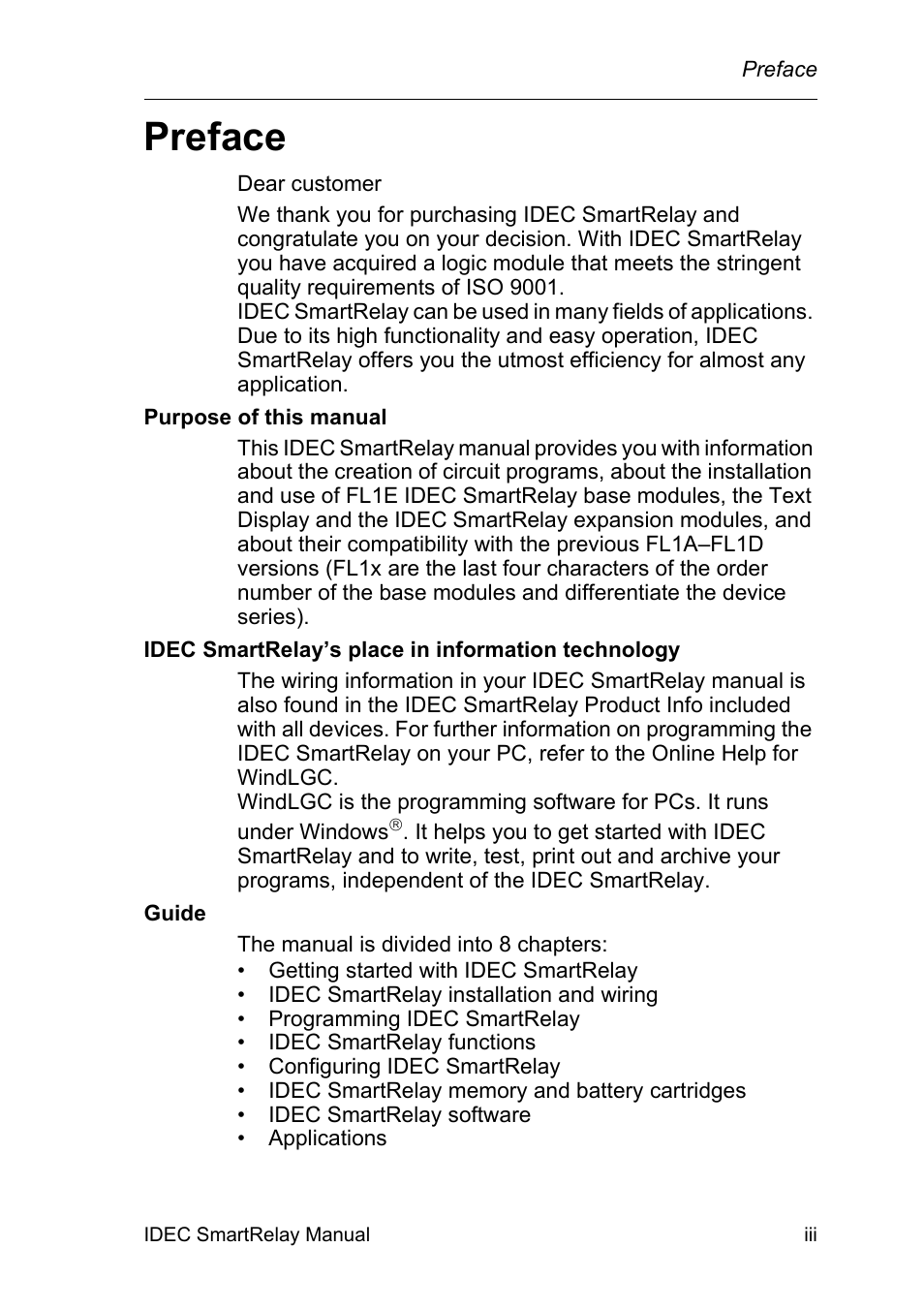 Preface | IDEC FL1E SmartRelay User Manual | Page 5 / 356