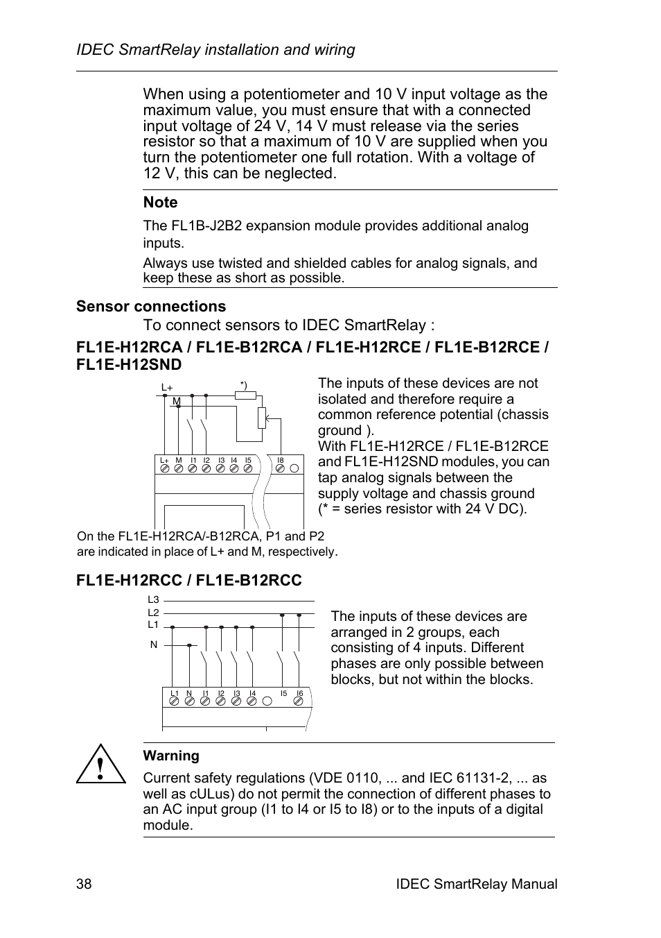Idec smartrelay installation and wiring | IDEC FL1E SmartRelay User Manual | Page 52 / 356