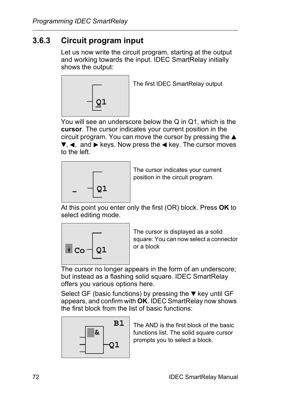 3 circuit program input, Circuit program input, Q1 co | B1 q1 | IDEC FL1E SmartRelay User Manual | Page 86 / 356