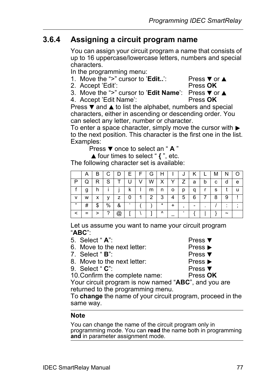 4 assigning a circuit program name, Assigning a circuit program name | IDEC FL1E SmartRelay User Manual | Page 91 / 356