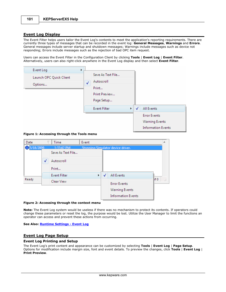 Event log display | IDEC WindSRV User Manual | Page 102 / 165