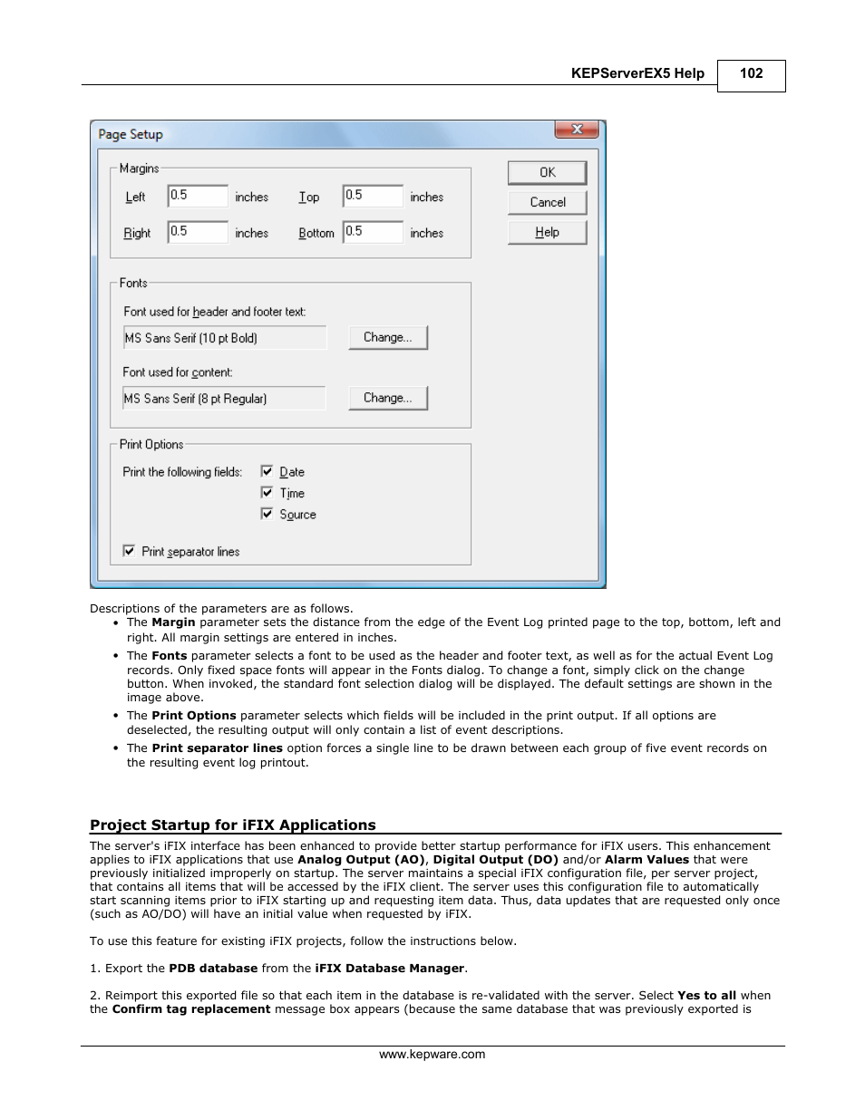 Configuring from fix applications, Project startup for ifix applications | IDEC WindSRV User Manual | Page 103 / 165