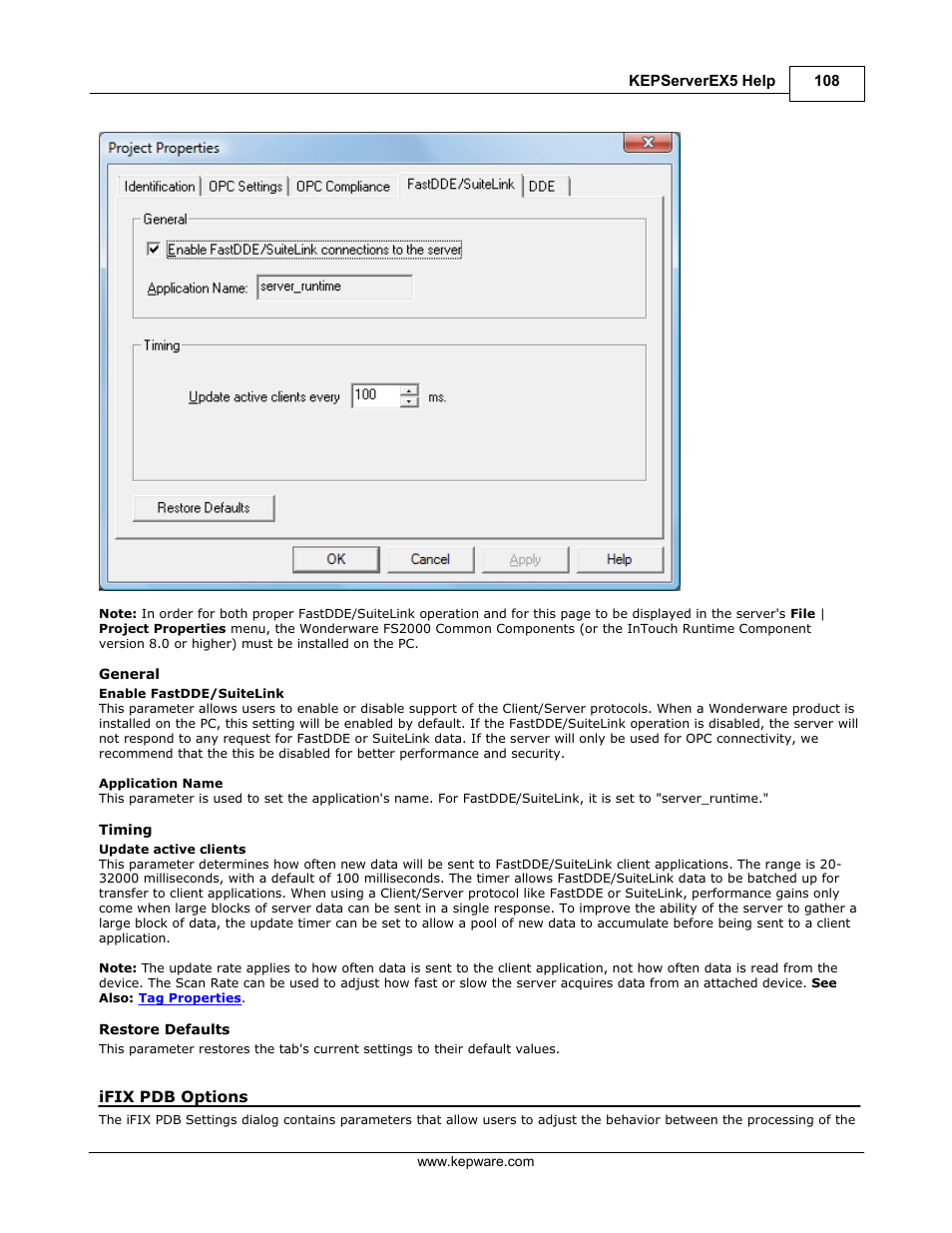 Ifix pdb options | IDEC WindSRV User Manual | Page 109 / 165