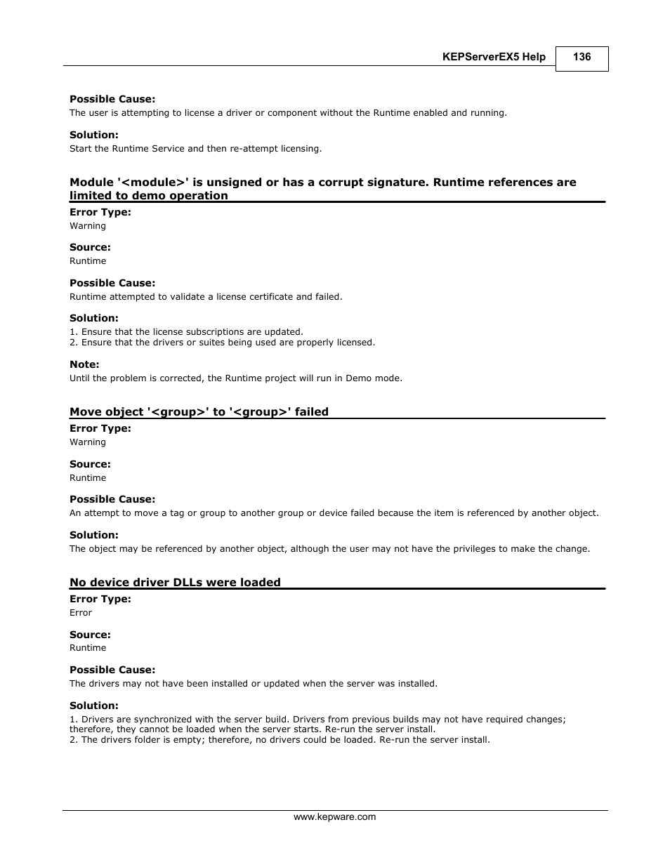 Move object '<group>' to '<group>' failed, No device driver dlls were loaded | IDEC WindSRV User Manual | Page 137 / 165