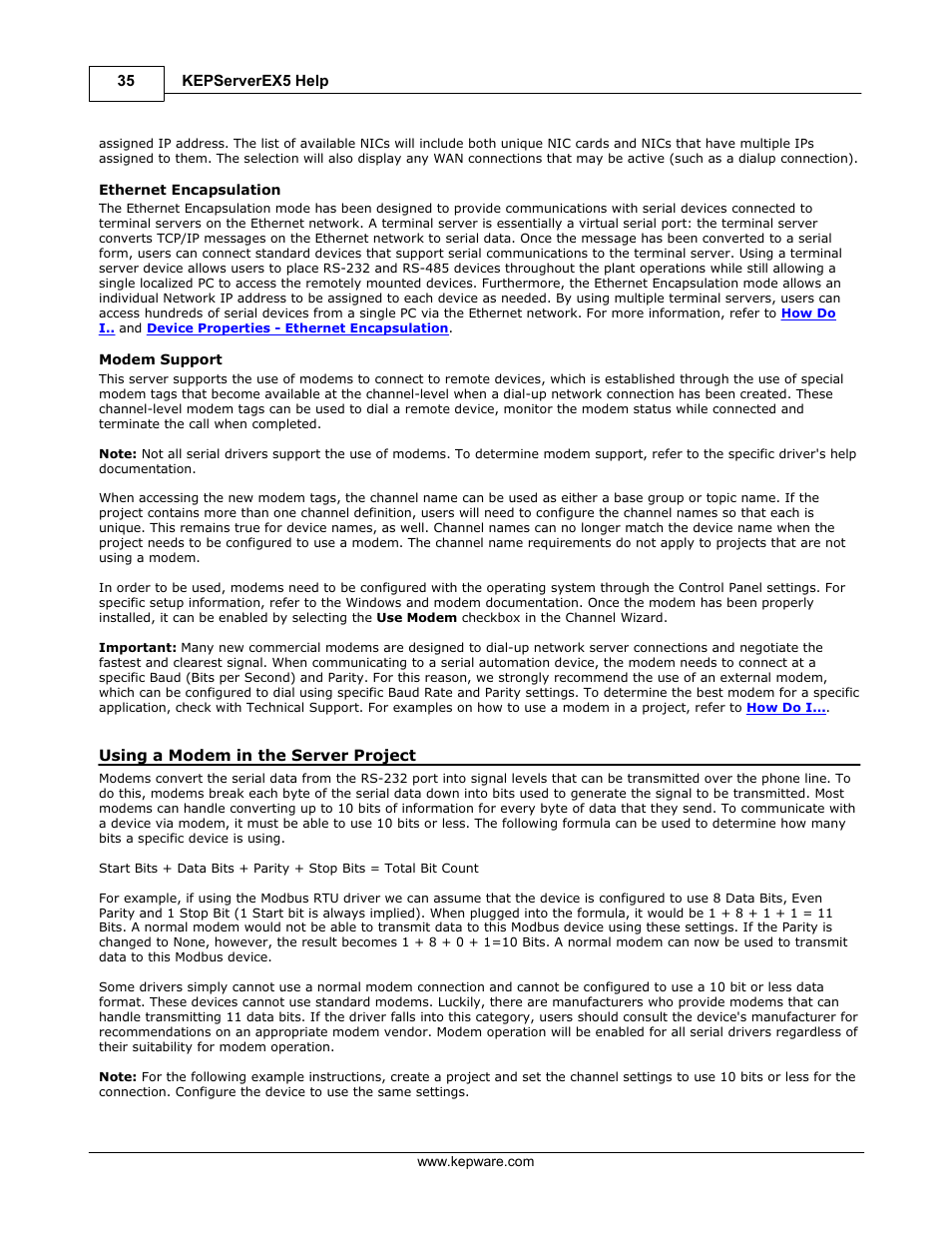 Modem support, Using a modem in the server project | IDEC WindSRV User Manual | Page 36 / 165