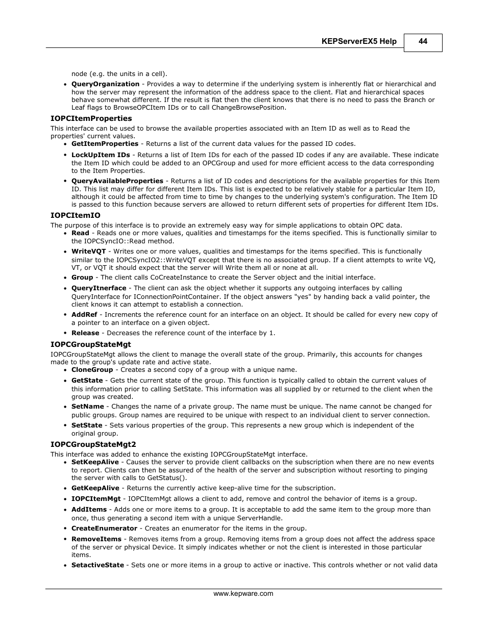 Iopcitemproperties, Iopcitemio, Iopcgroupstatemgt | Iopcgroupstatemgt2 | IDEC WindSRV User Manual | Page 45 / 165