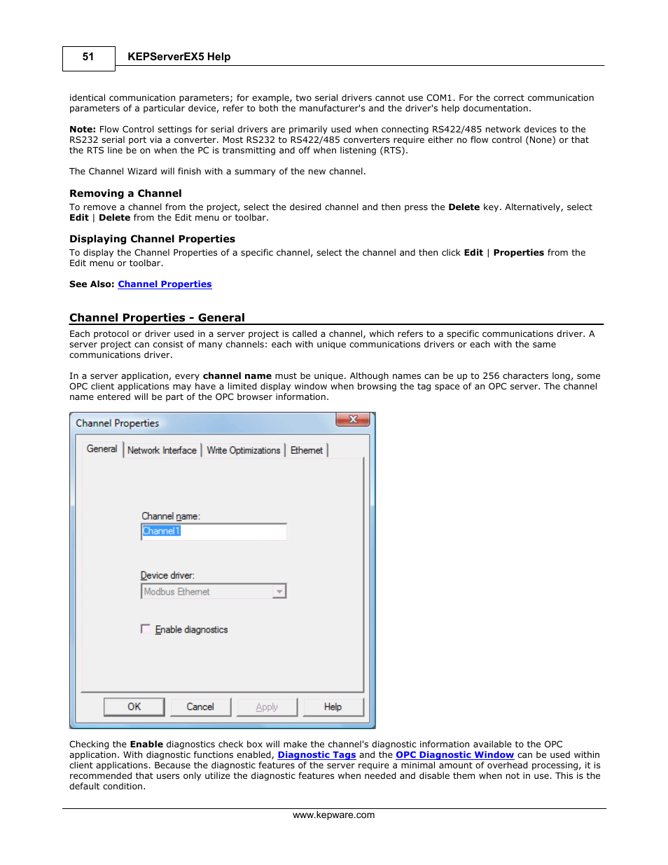 Channel properties - general | IDEC WindSRV User Manual | Page 52 / 165