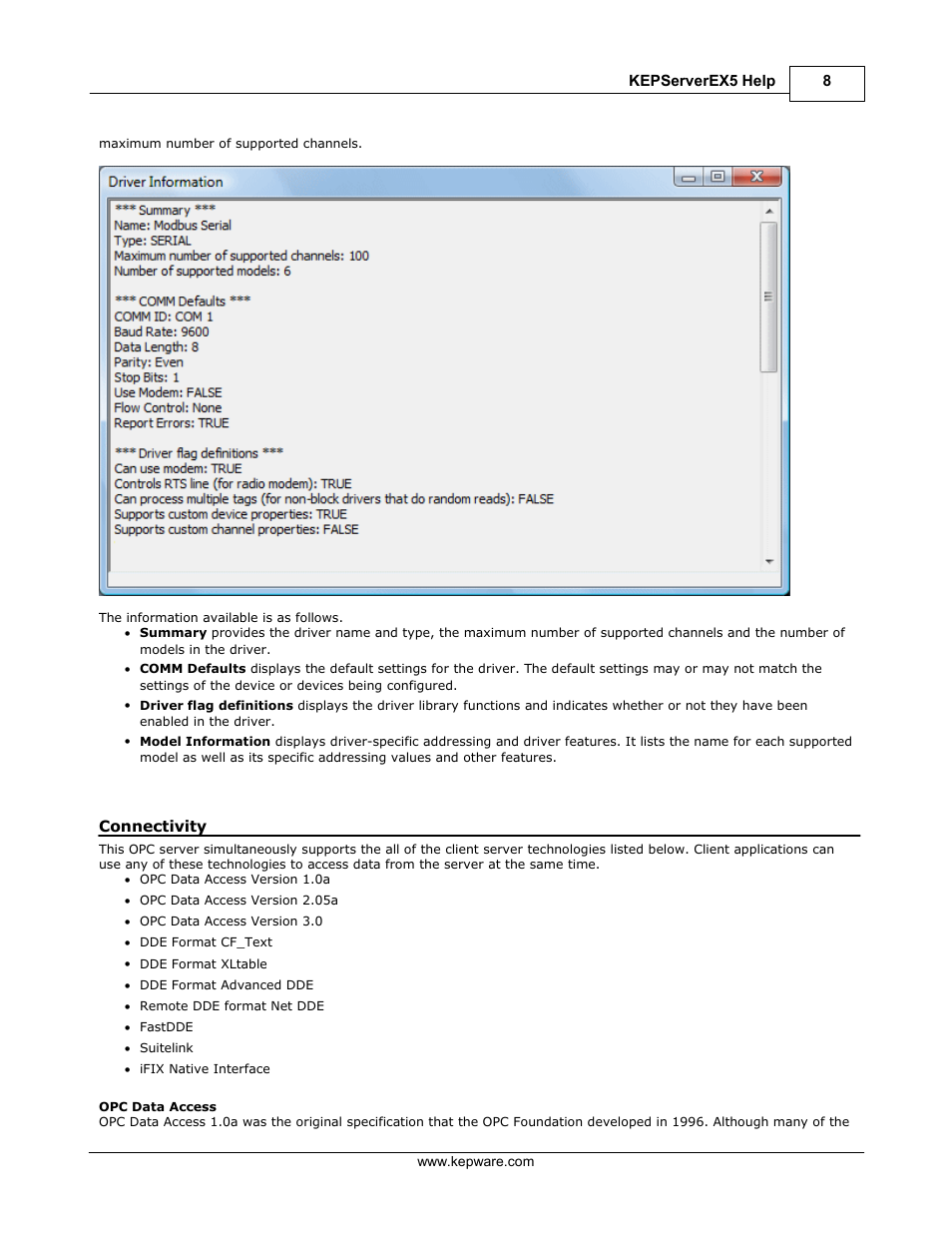 Standard features, Connectivity | IDEC WindSRV User Manual | Page 9 / 165