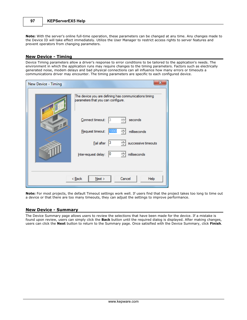 New device - timing, New device - summary | IDEC WindSRV User Manual | Page 98 / 165