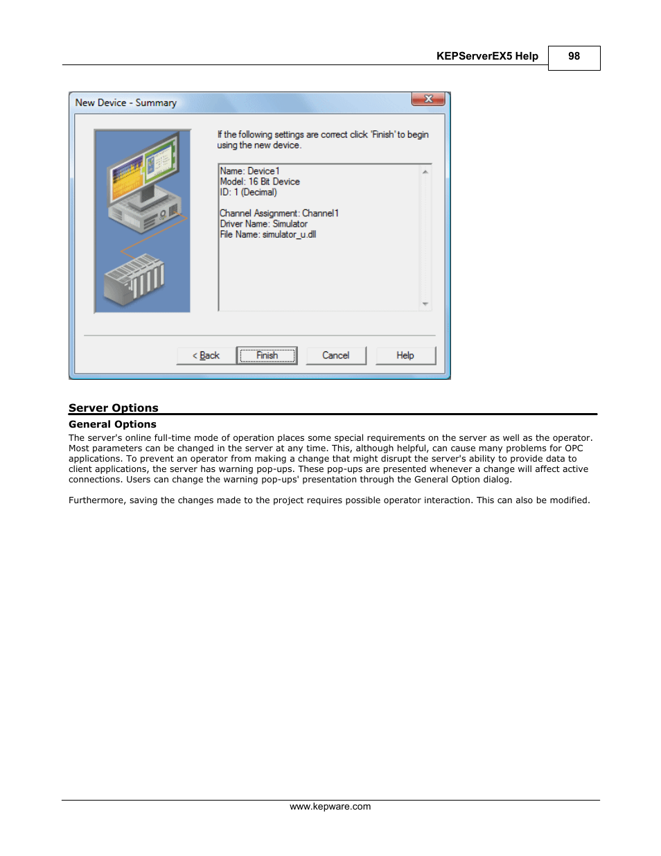 Server options | IDEC WindSRV User Manual | Page 99 / 165