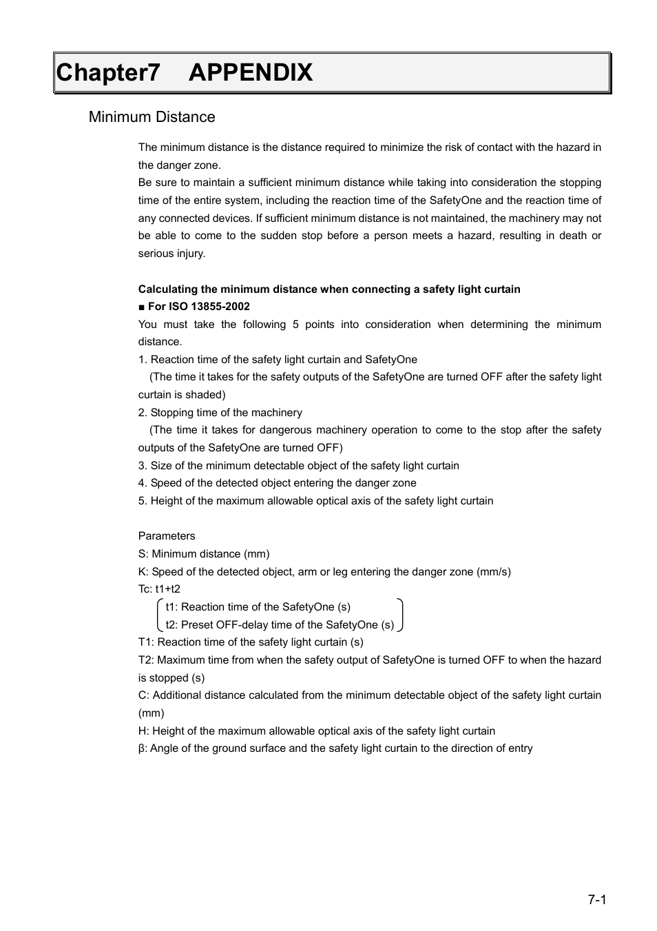 Chapter7 appendix, Minimum distance | IDEC FS1A Controller User Manual | Page 146 / 154