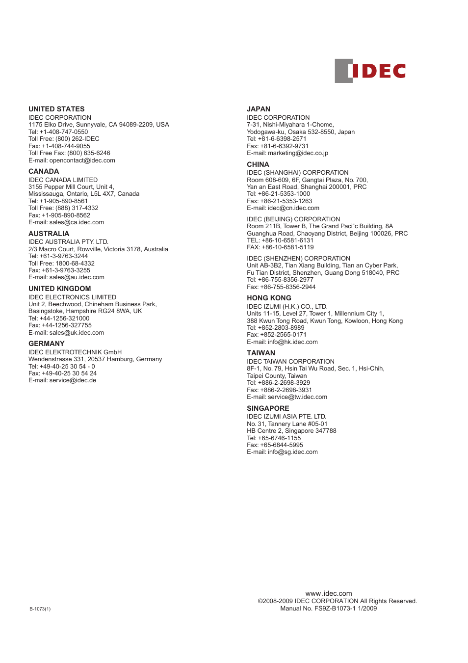 IDEC FS1A Controller User Manual | Page 154 / 154