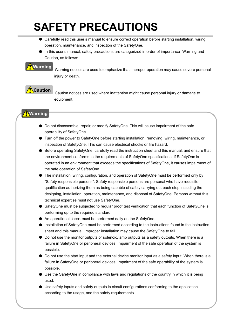 Safety precautions | IDEC FS1A Controller User Manual | Page 2 / 154
