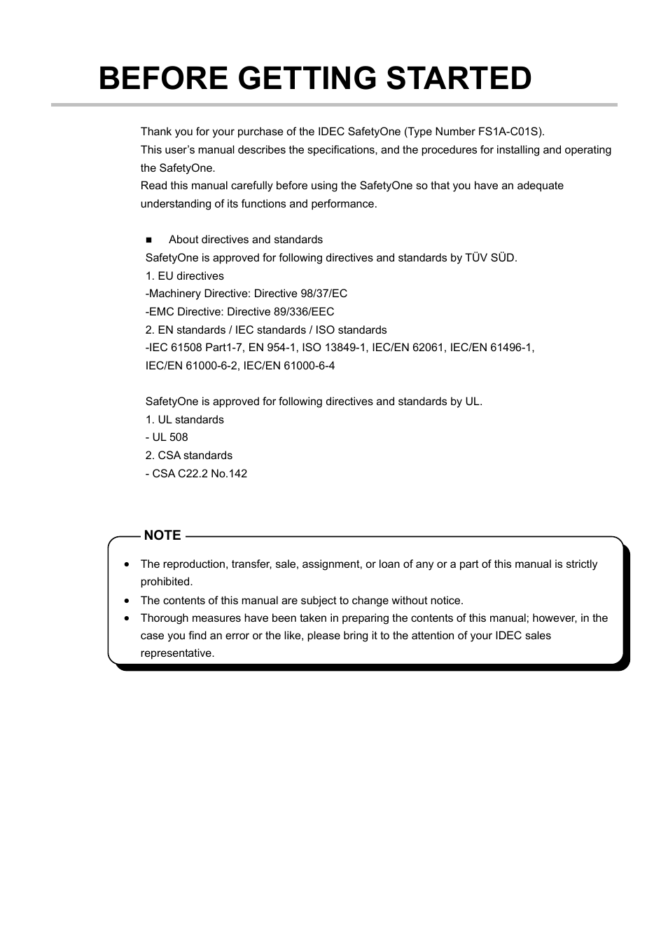 Before getting started | IDEC FS1A Controller User Manual | Page 6 / 154