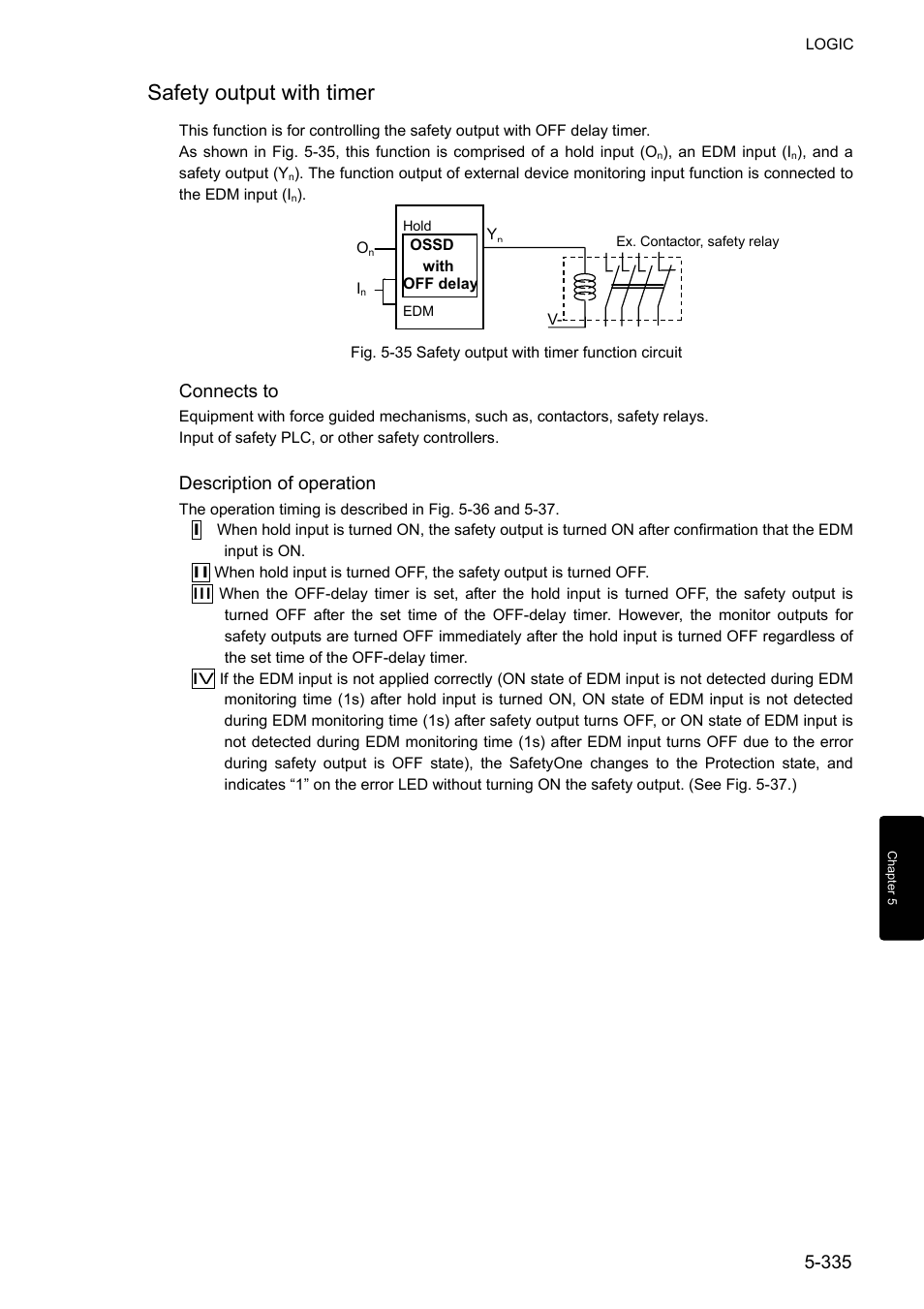 Safety output with timer, Connects to, Description of operation | IDEC FS1A Controller User Manual | Page 383 / 400
