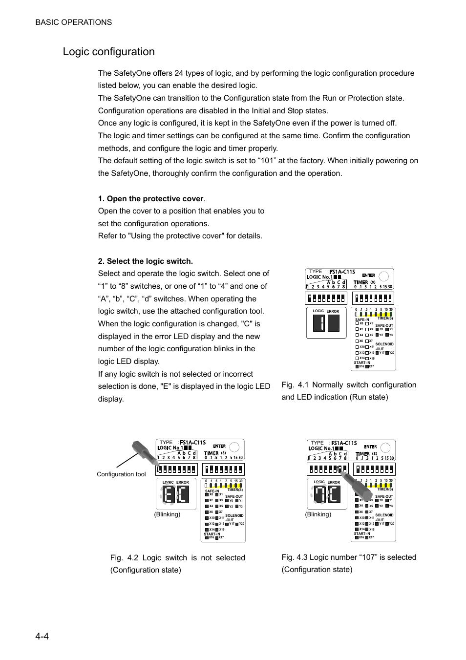 Logic configuration, Basic operations, Configuration tool | Blinking) | IDEC FS1A Controller User Manual | Page 42 / 400