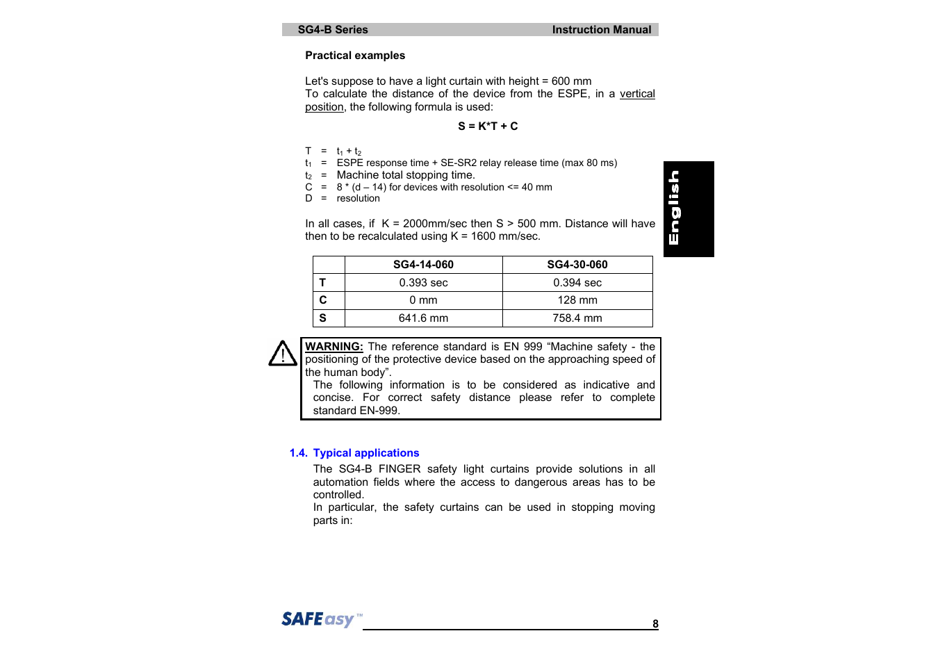 IDEC SG4 Type 4 Finger & Hand User Manual | Page 12 / 66