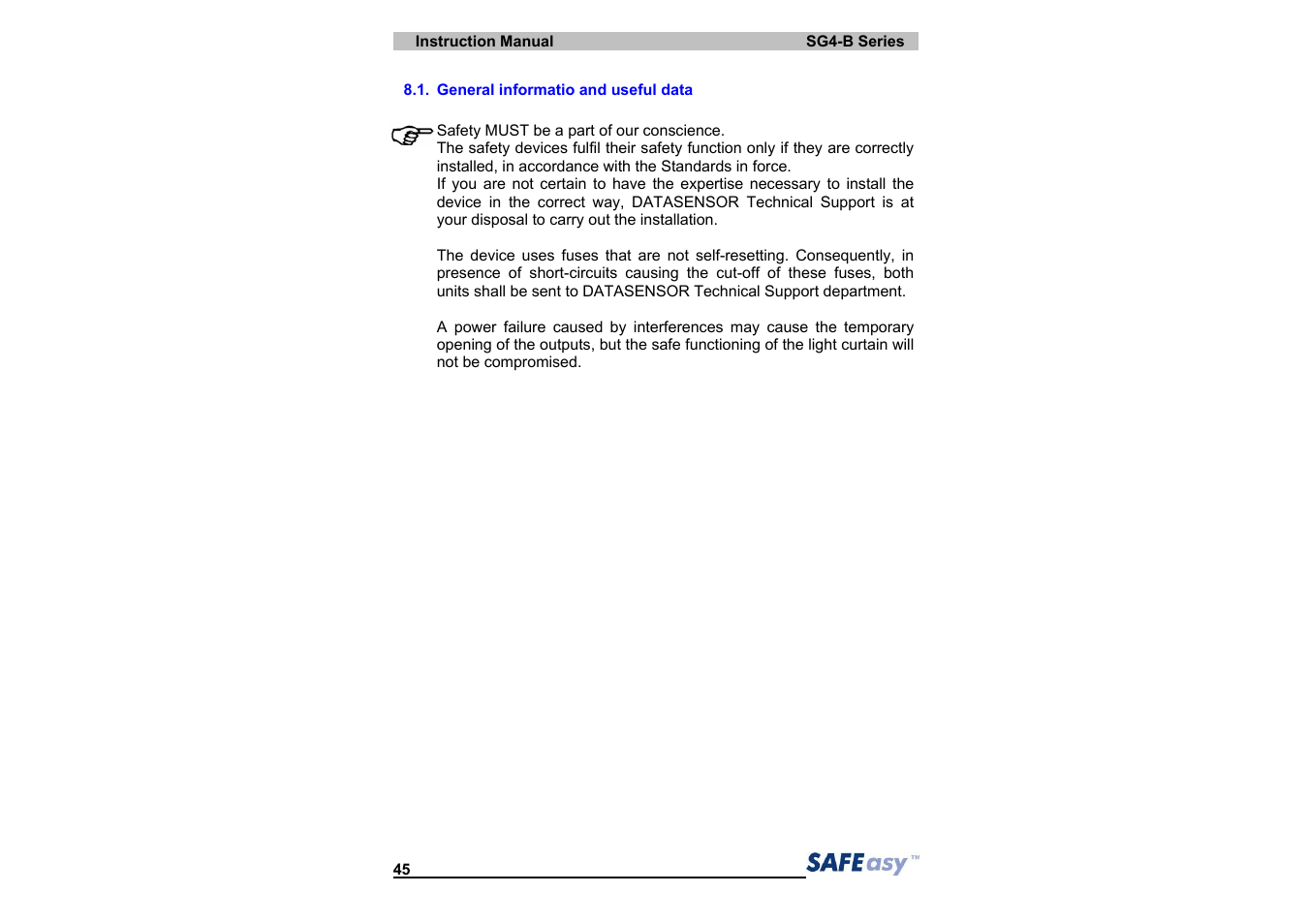 IDEC SG4 Type 4 Finger & Hand User Manual | Page 49 / 66