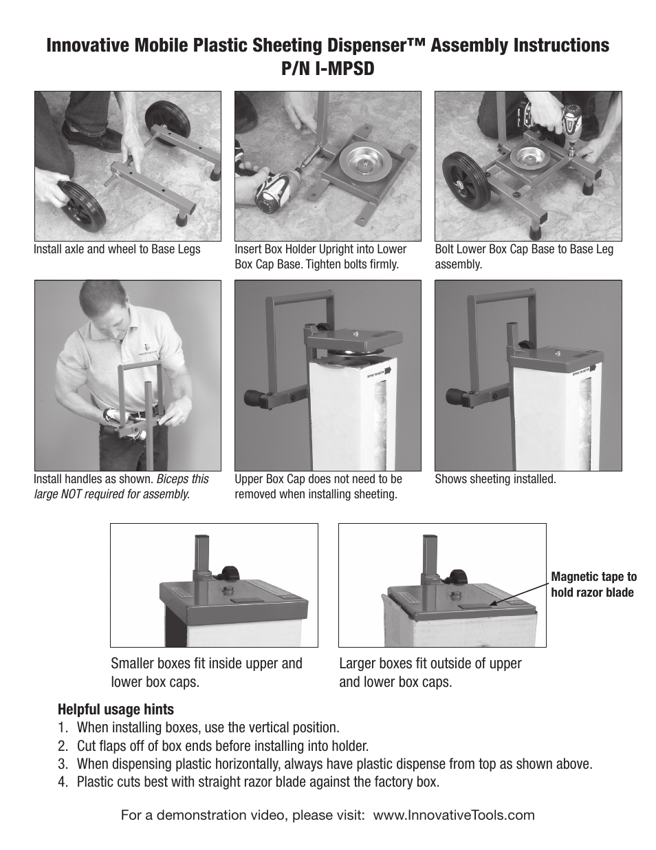 Innovative Tools & Technologies Innovative Mobile Plastic Sheeting Dispenser™ User Manual | 2 pages
