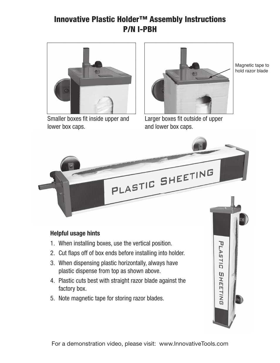 Innovative Tools & Technologies Innovative Plastic Sheeting Dispenser™ User Manual | 2 pages