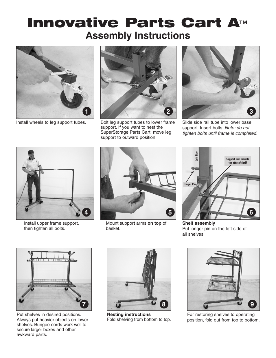 Innovative Tools & Technologies Innovative Parts Cart – A Series™ User Manual | 2 pages