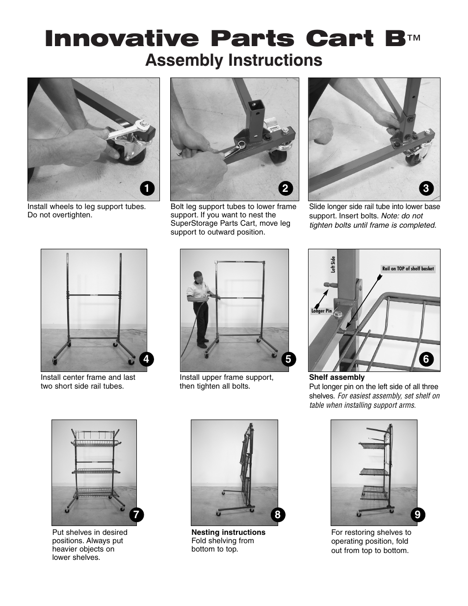 Innovative Tools & Technologies Innovative Parts Cart – B Series™ User Manual | 2 pages