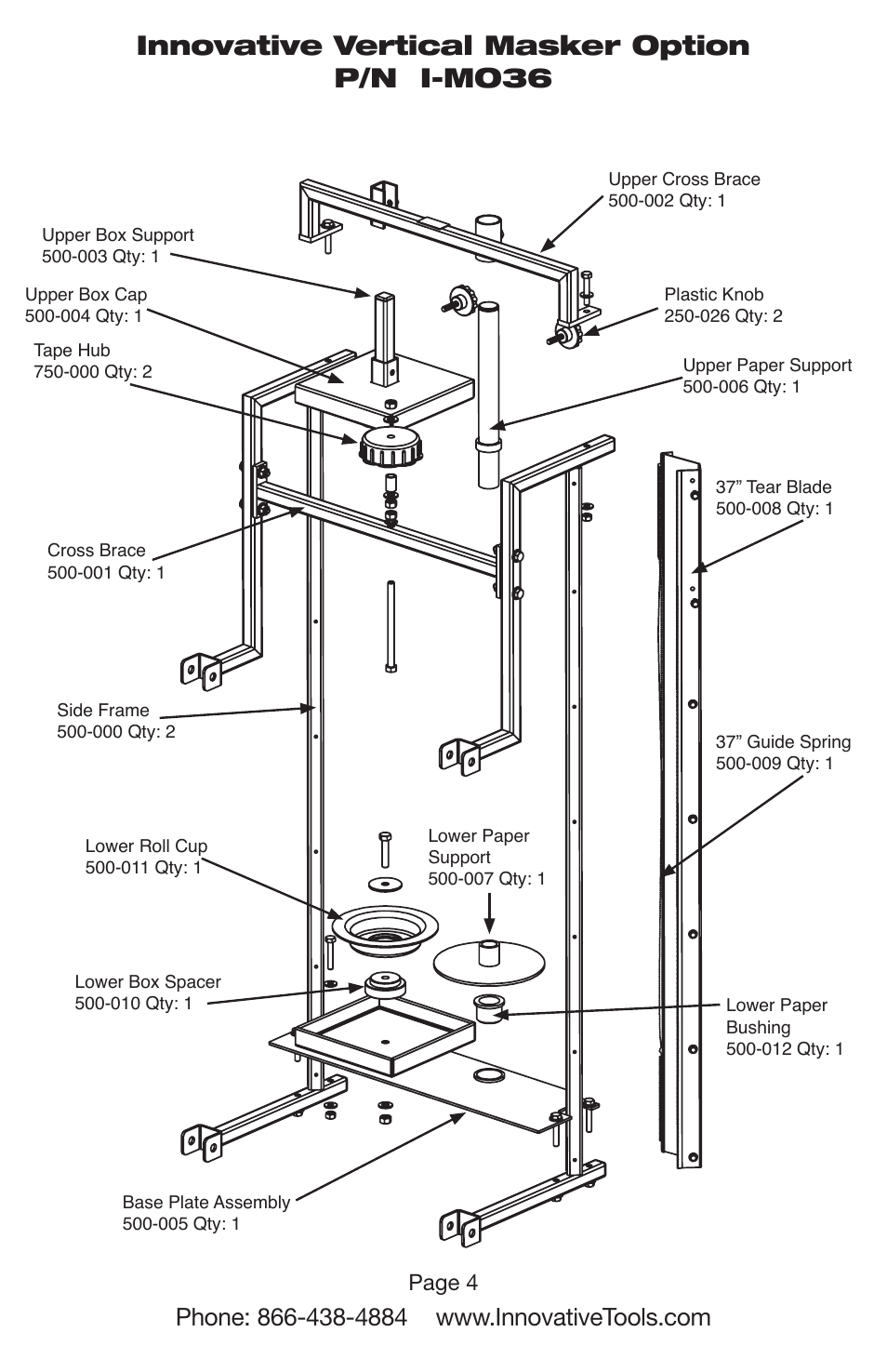 Innovative vertical masker option p/n i-mo36, Page 4 | Innovative Tools & Technologies Innovative Vertical Masker Option™ User Manual | Page 4 / 4