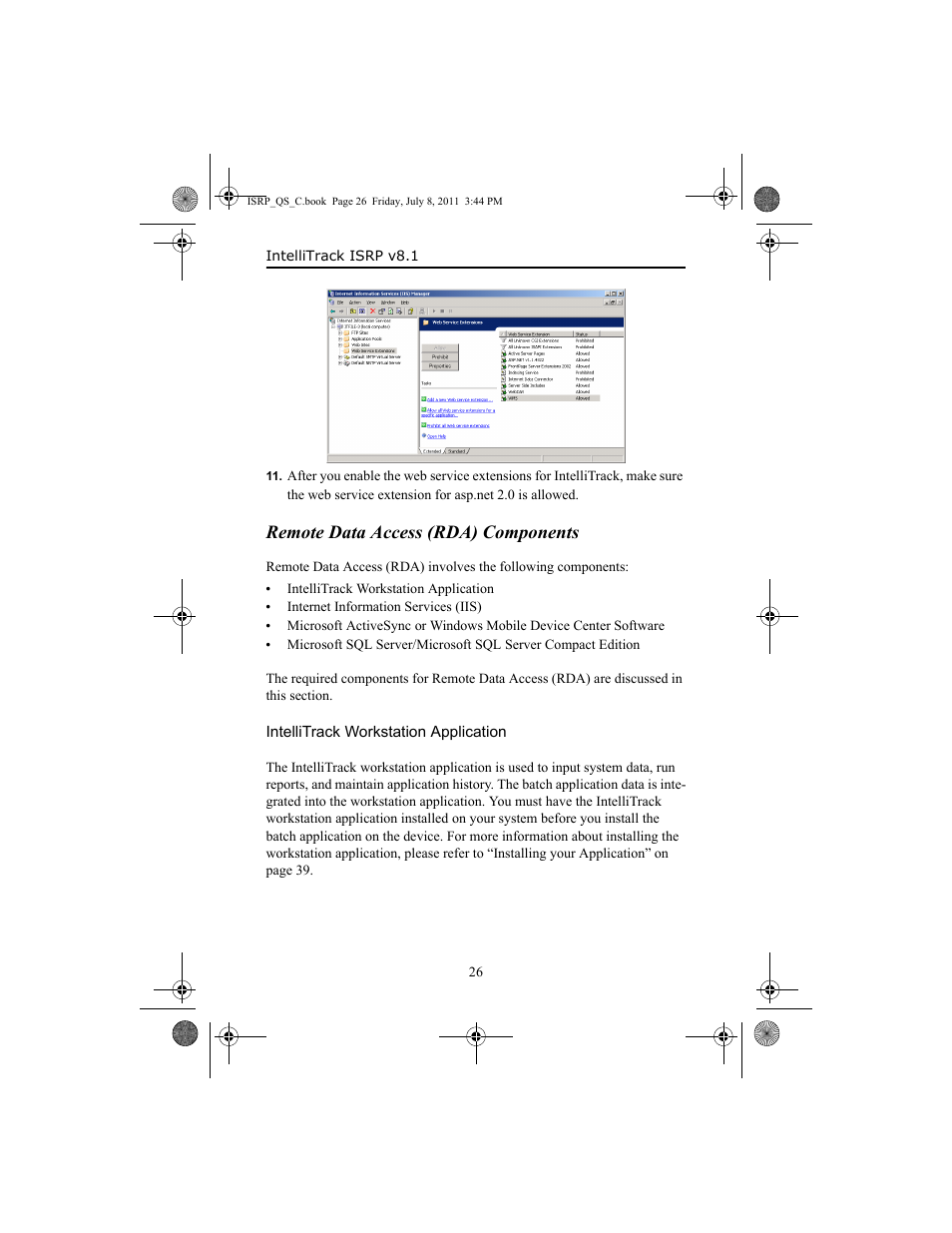 Remote data access (rda) components, Intellitrack workstation application | IntelliTrack Inventory Shipping Receiving Picking (ISRP) User Manual | Page 34 / 92