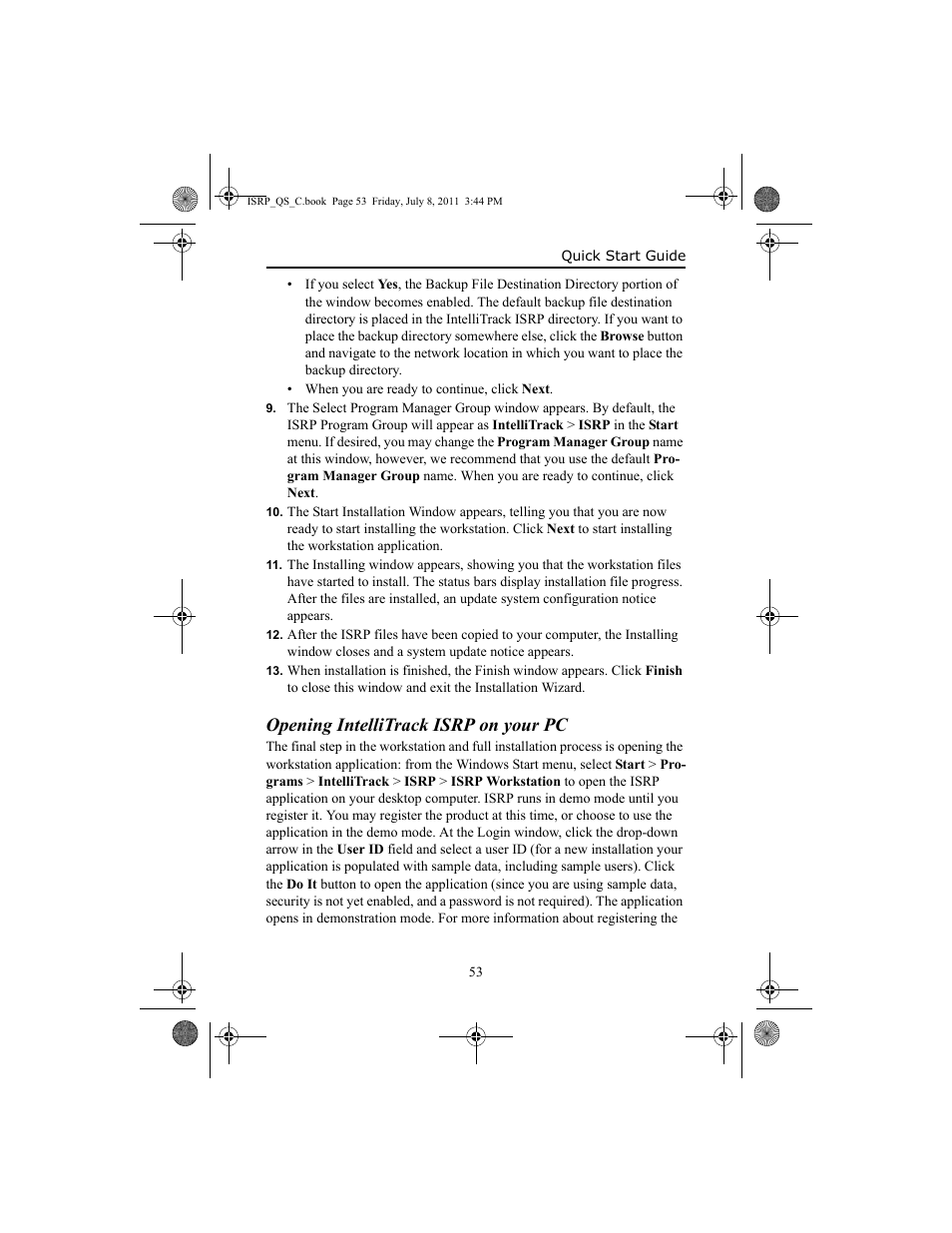 Opening intellitrack isrp on your pc, Opening intellitrack isrp on your pc 53 | IntelliTrack Inventory Shipping Receiving Picking (ISRP) User Manual | Page 61 / 92