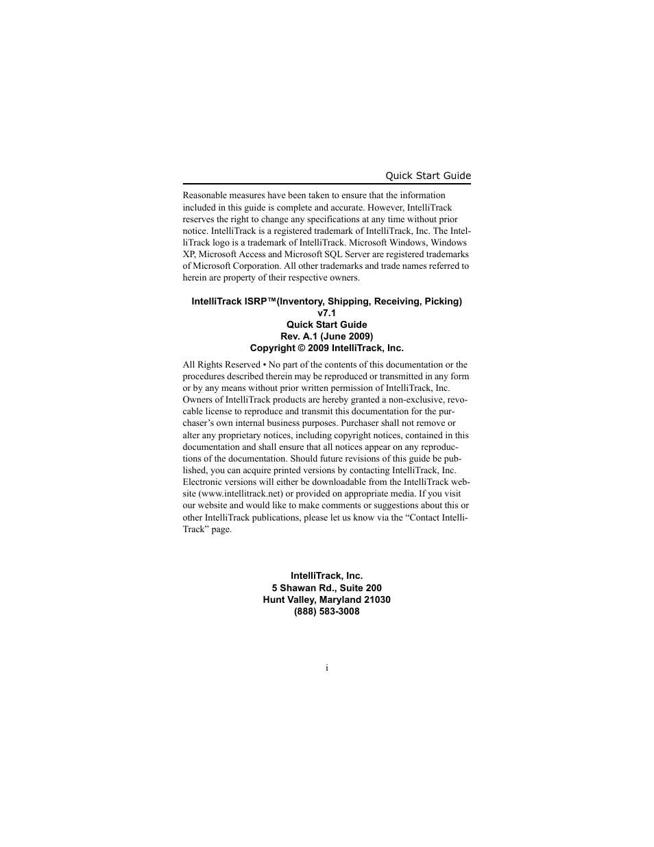 IntelliTrack Inventory Shipping Receiving Picking (ISRP) User Manual | 58 pages