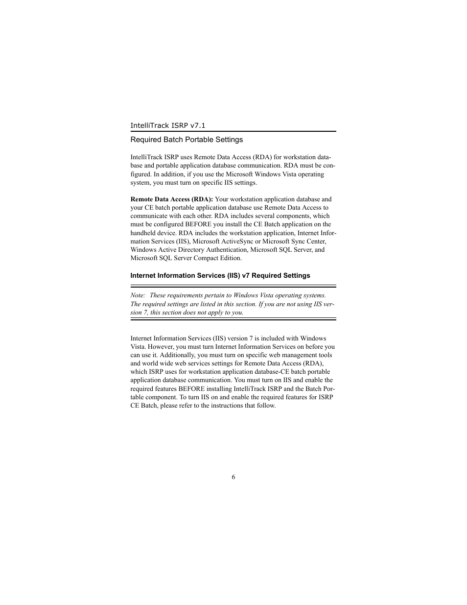 Required batch portable settings | IntelliTrack Inventory Shipping Receiving Picking (ISRP) User Manual | Page 12 / 58
