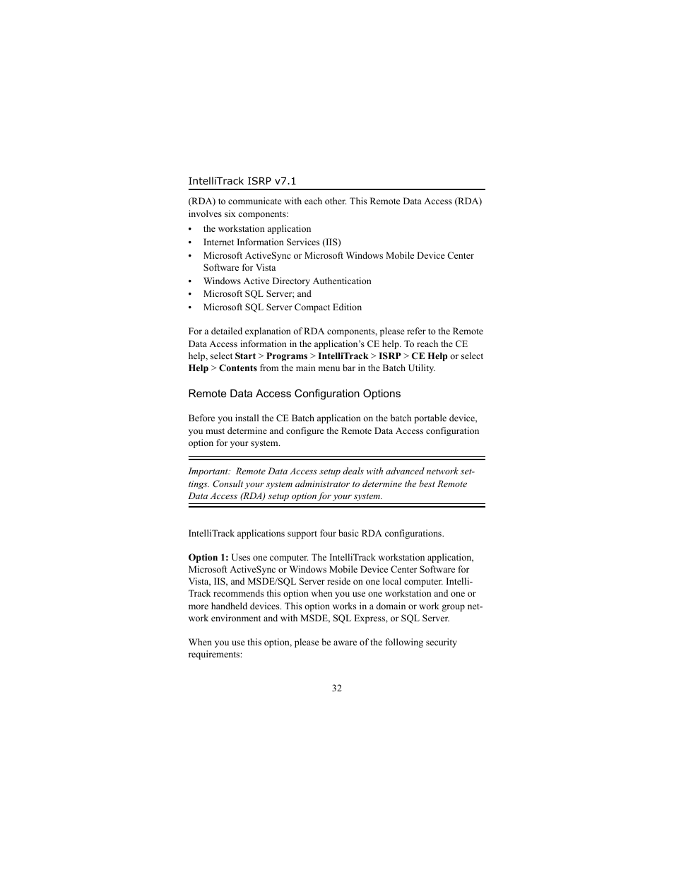 Remote data access configuration options | IntelliTrack Inventory Shipping Receiving Picking (ISRP) User Manual | Page 38 / 58