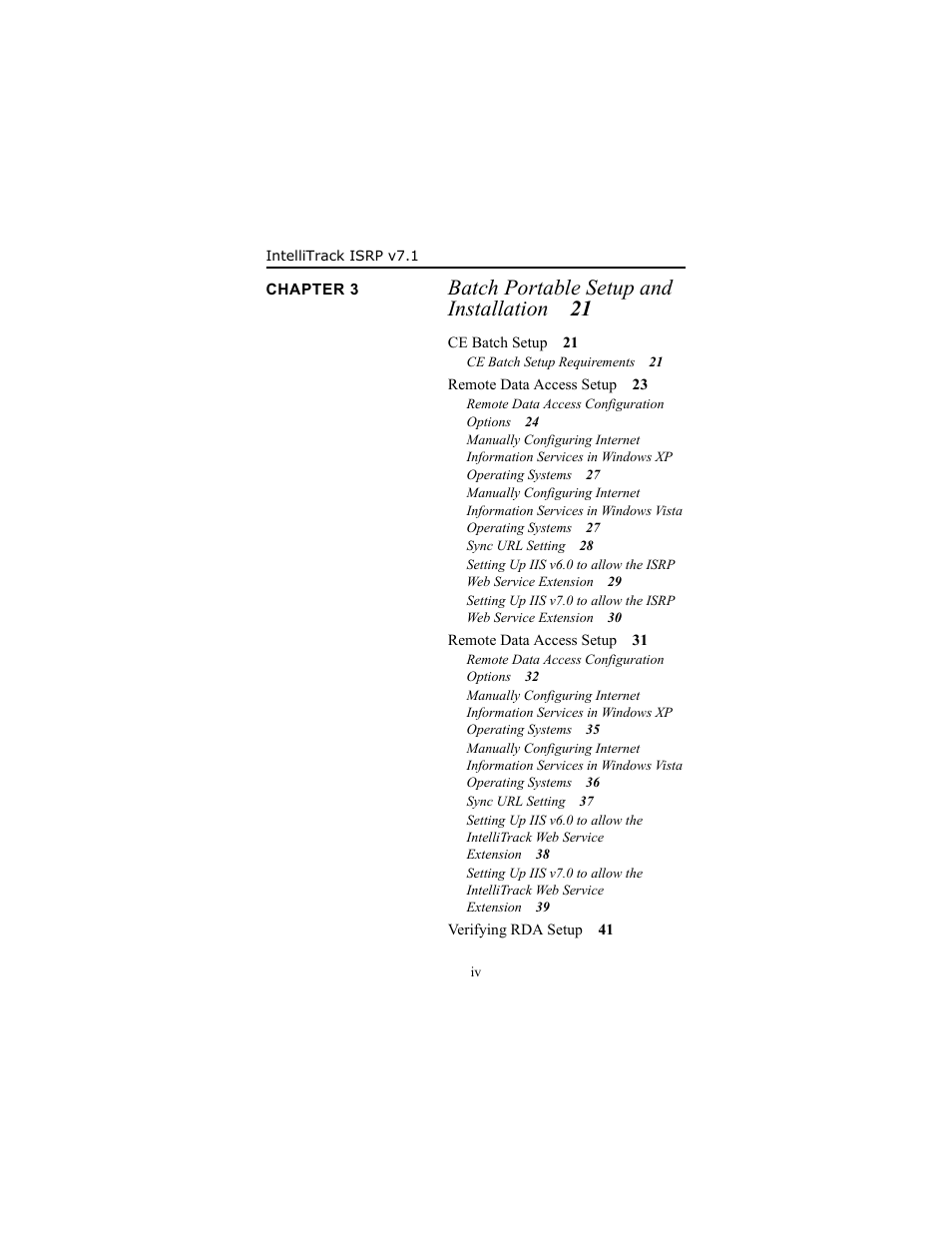 Chapter 3 batch portable setup and installation 21, Batch portable setup and installation 21 | IntelliTrack Inventory Shipping Receiving Picking (ISRP) User Manual | Page 4 / 58