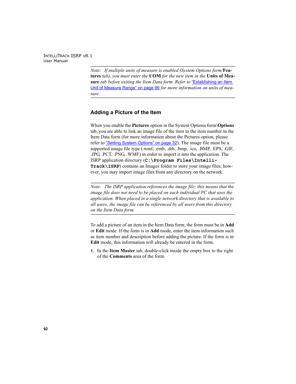 Adding a picture of the item | IntelliTrack Inventory Shipping Receiving Picking (ISRP) User Manual | Page 120 / 398