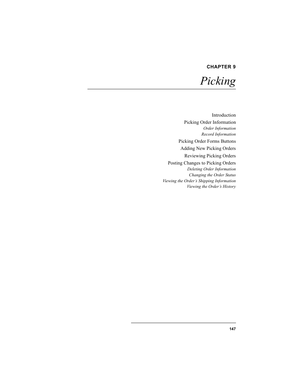Chapter 9, Picking, Chapter 9: picking | IntelliTrack Inventory Shipping Receiving Picking (ISRP) User Manual | Page 175 / 398