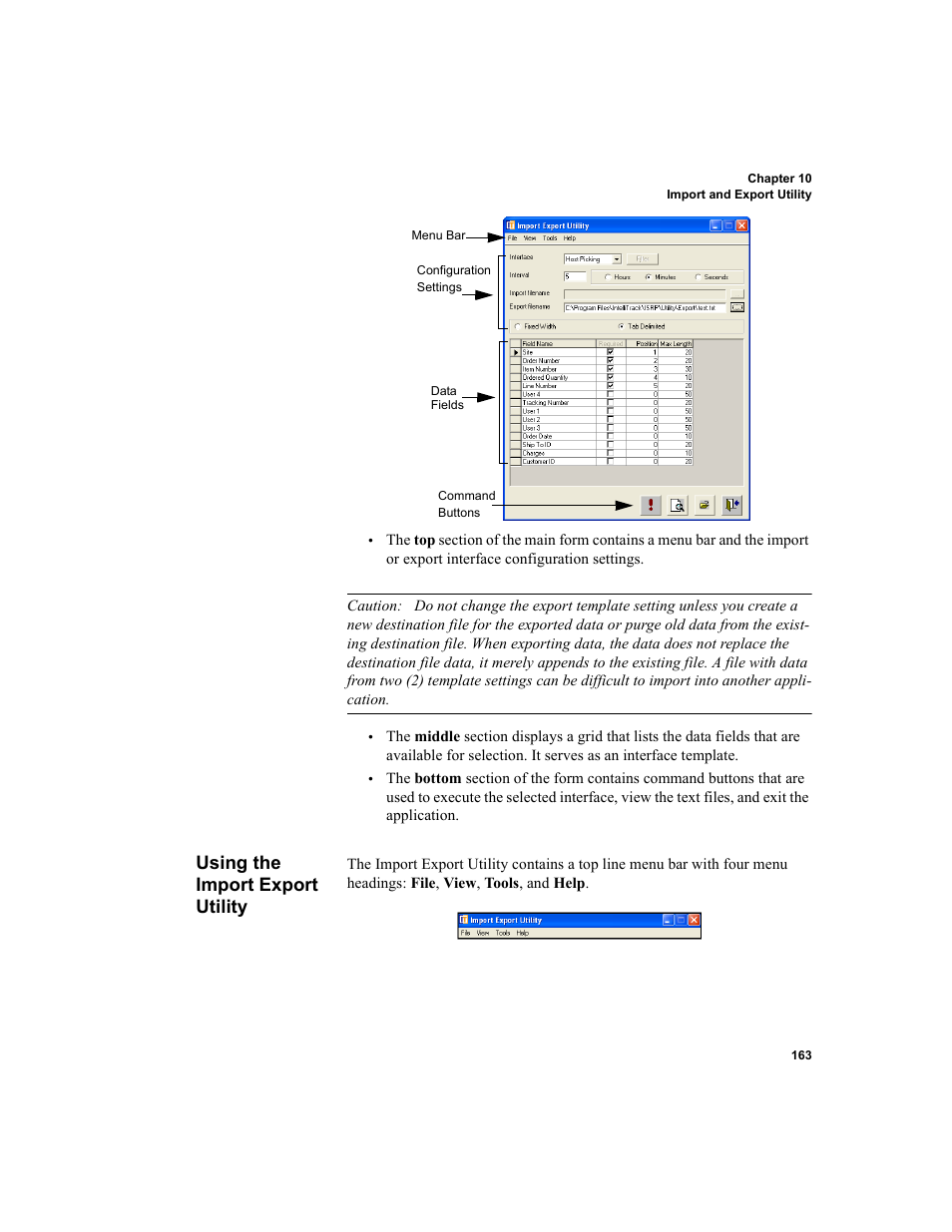 Using the import export utility | IntelliTrack Inventory Shipping Receiving Picking (ISRP) User Manual | Page 191 / 398