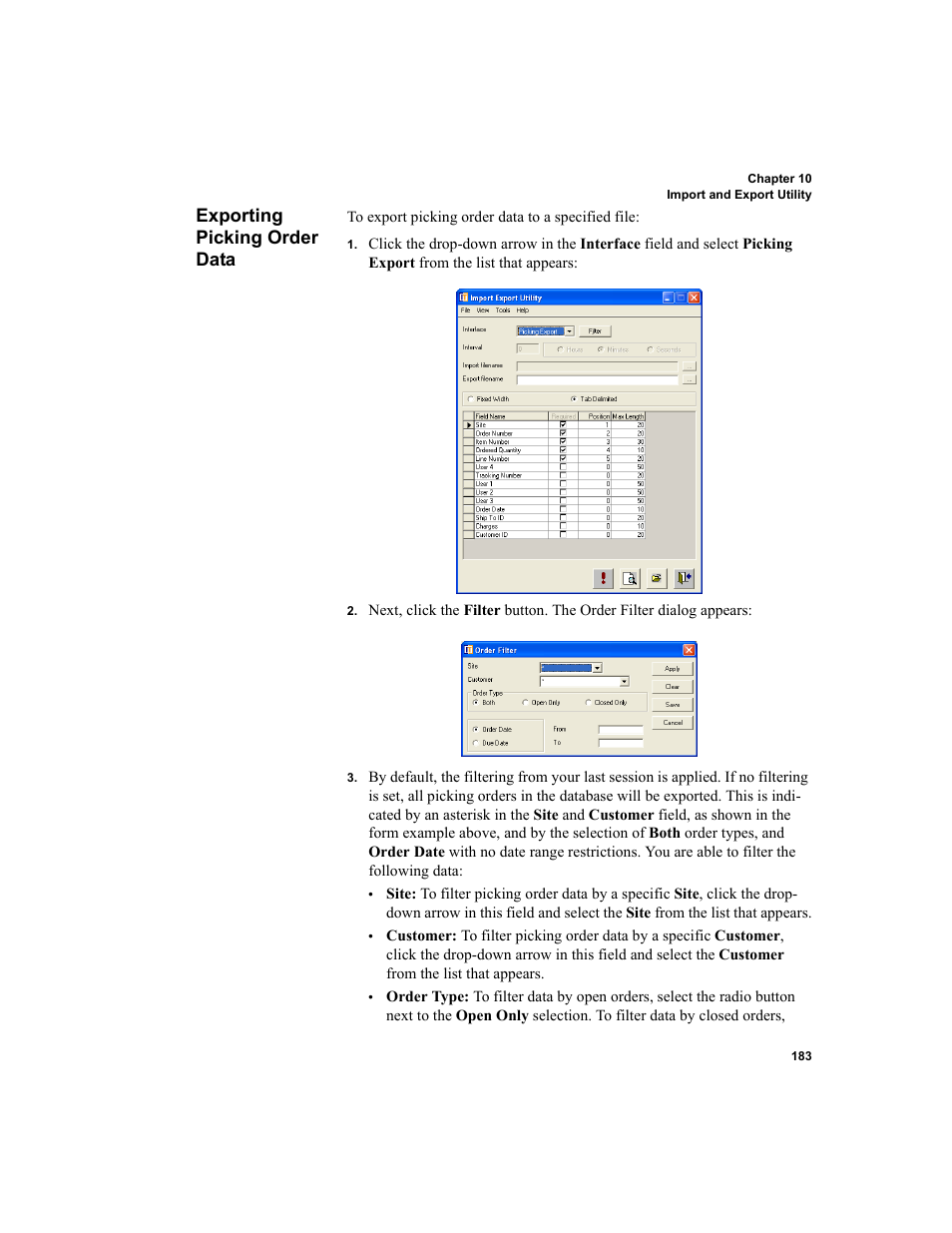 Exporting picking order data | IntelliTrack Inventory Shipping Receiving Picking (ISRP) User Manual | Page 211 / 398