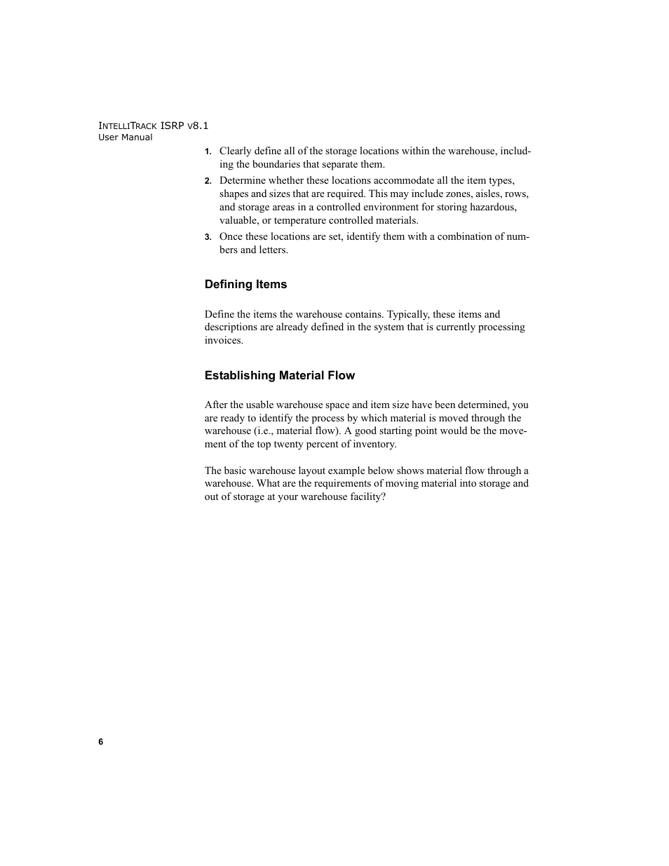 Defining items establishing material flow | IntelliTrack Inventory Shipping Receiving Picking (ISRP) User Manual | Page 34 / 398