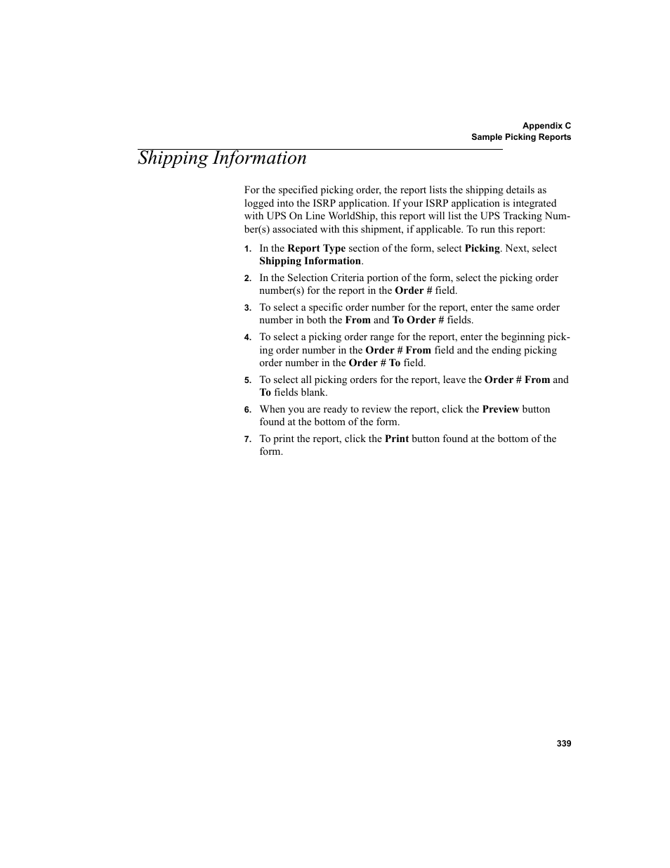 Shipping information | IntelliTrack Inventory Shipping Receiving Picking (ISRP) User Manual | Page 367 / 398