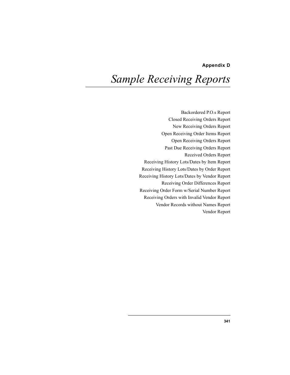 Appendix d, Sample receiving reports, Appendix d: sample receiving reports | IntelliTrack Inventory Shipping Receiving Picking (ISRP) User Manual | Page 369 / 398