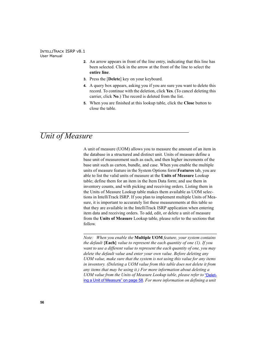 Unit of measure | IntelliTrack Inventory Shipping Receiving Picking (ISRP) User Manual | Page 84 / 398