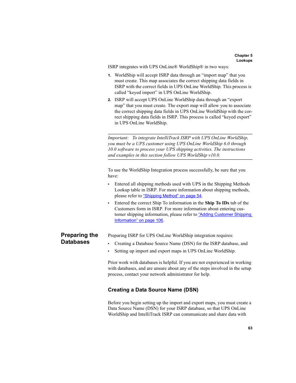 Preparing the databases, Creating a data source name (dsn) | IntelliTrack Inventory Shipping Receiving Picking (ISRP) User Manual | Page 91 / 398