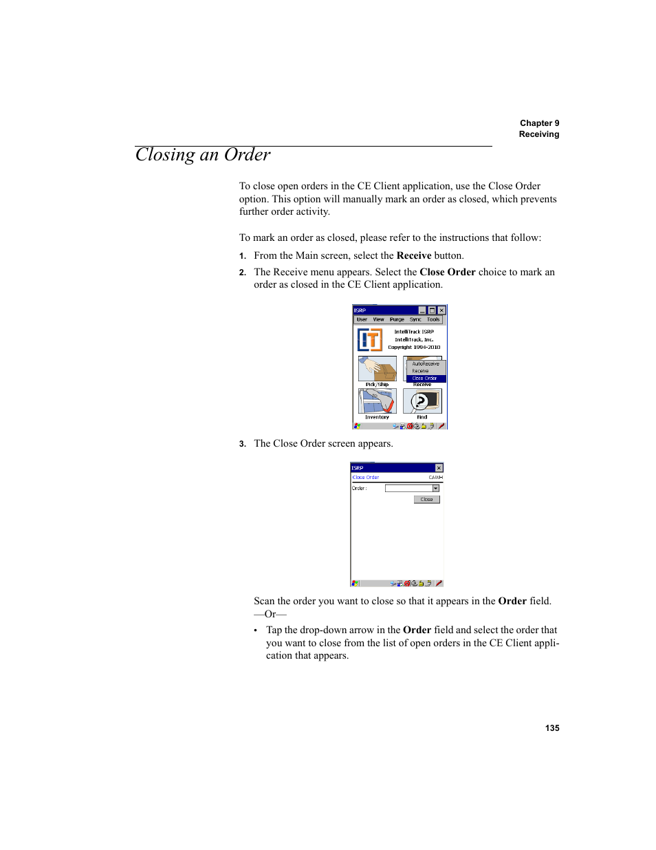 Closing an order | IntelliTrack Inventory Shipping Receiving Picking (ISRP) User Manual | Page 147 / 172