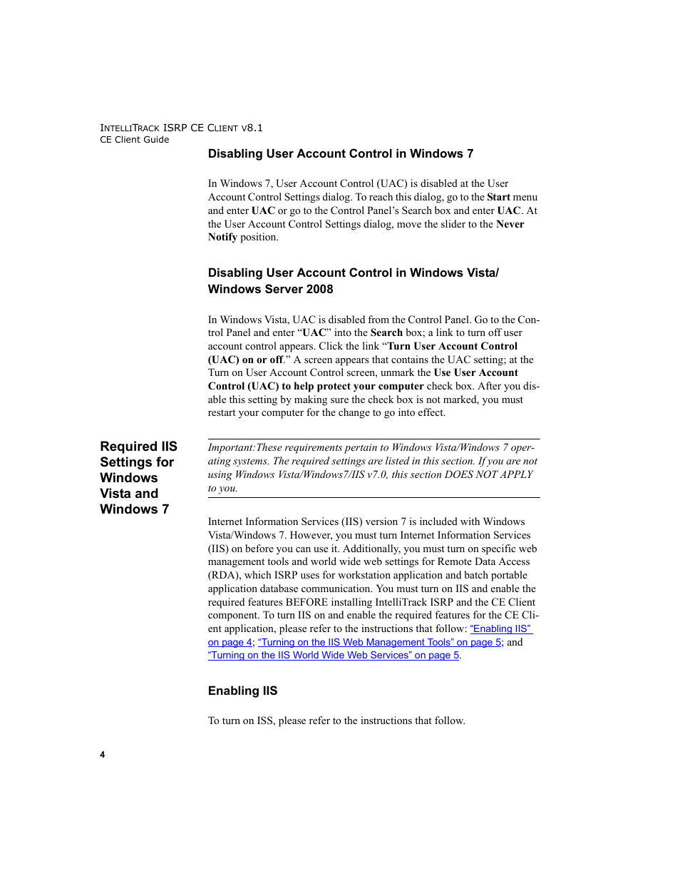 Enabling iis, Please refer to | IntelliTrack Inventory Shipping Receiving Picking (ISRP) User Manual | Page 16 / 172