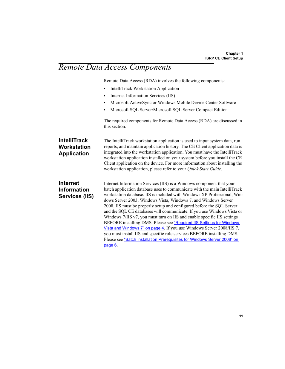 Remote data access components, Intellitrack workstation application, Internet information services (iis) | IntelliTrack Inventory Shipping Receiving Picking (ISRP) User Manual | Page 23 / 172
